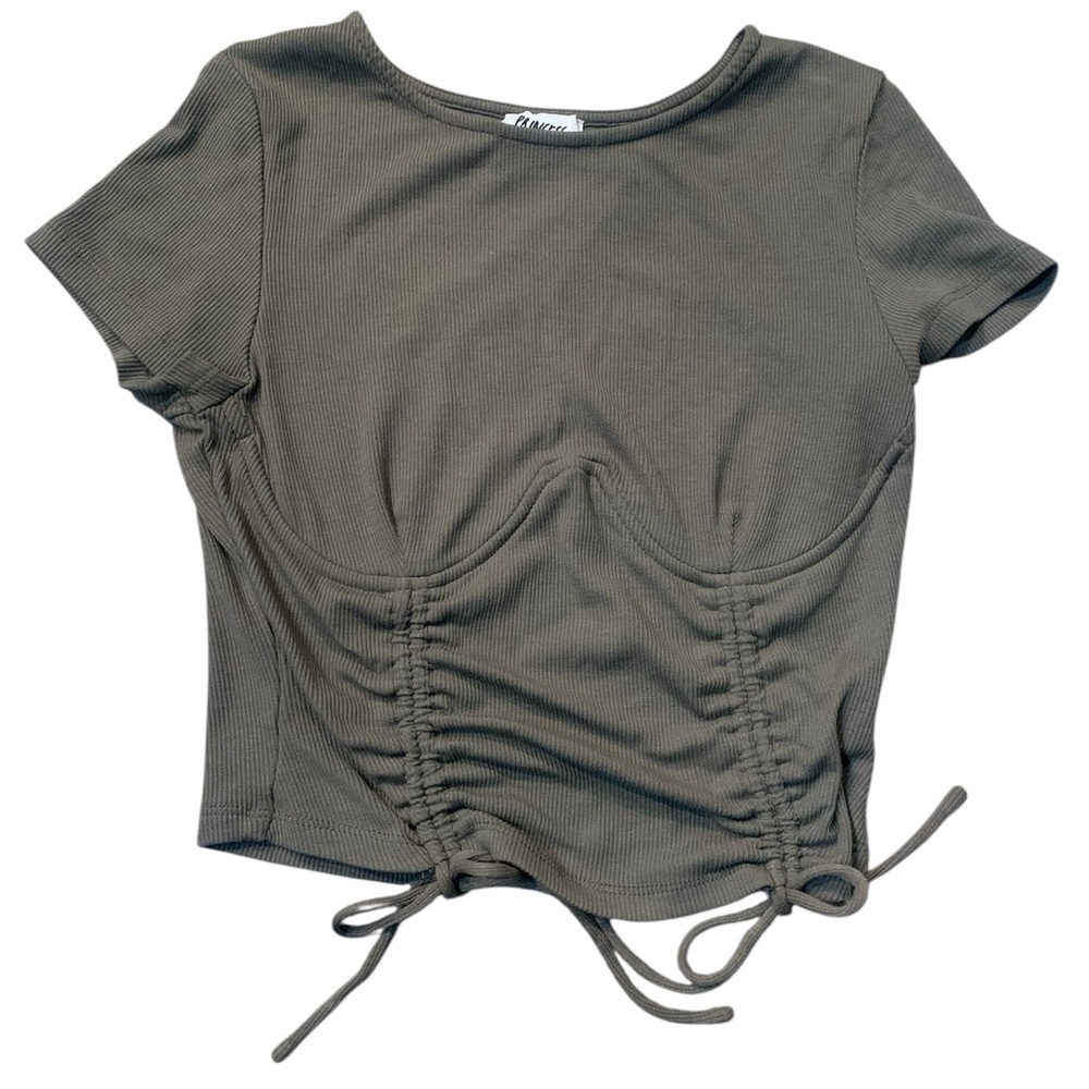Princess Polly Stormi tshirt top khaki size 6 - Picture 2 of 4